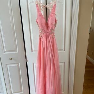 Baby Pink Open Back Prom Dress
